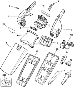 Page A Diagram and Parts List for HV2200B Type 1 Black and Decker Hand Vacuum